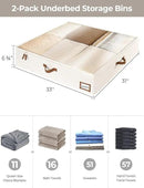 StorageWorks Underbed Storage Box, Under Bed Clothes Organizer With Sturdy Structure and Ultra Thick Fabric, Beige, 33" L x 31" W x 6 ¾ "H, 2 pack by CozyNest Decor