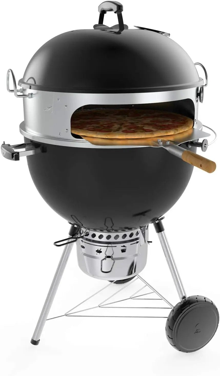 onlyfire Stainless Steel Multi-purpose Rotisserie and Pizza Combo Kit for Weber 22-Inch Kettle Charcoal Grills - Include Pizza Peel and Pizza Stone, photo 2 of 6