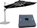 PURPLE LEAF 12ft Patio Umbrella With Base Solar powered LED Cantilever Umbrella with LED lights Windproof Outdoor Offset Umbrella for Garden Deck Pool Patio, Grey by GreenHaven Gardens