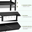 Outdoor Grill Cart Table,Indoor and Outdoor Pizza Oven Table,with 4 Movable Total Lock Casters, Hooks, Side Handle Multifunctional (Black) by CozyNest Decor