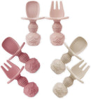 PandaEar 6 Pack Silicone Baby Spoons and Fork Feeding Set- Anti-Choke First Self Feeding Utensils for Baby Led Weaning Ages 3 Months -Pink by TinyTreasures Baby Boutique