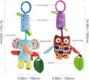 Toys for 0 3 6 9 to 12 Months, Soft Hanging Crinkle Squeaky Sensory Learning Toy Infant Newborn Stroller Car Seat Crib Travel Activity Plush Animal Wind Chime with Teether for Boys Girls by TinyTreasures Baby Boutique