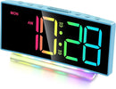 Cadmos Loud Alarm Clock for Heavy Sleepers Adults,Kids,Teens,Digital Desk Clock with USB Port,Large Numbers,7 Color Night Light,Modern Electronic Plug in Simple Clock for Bedroom(Blue+Dynamic) by TinyTreasures Baby Boutique