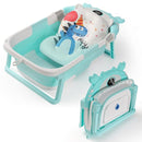 Baby Bathtub,Collapsible Baby Bath Tub with Thermometer & Soft Floating Cushion,Portable Travel Baby Bathtubs for Newborns to Toddlers 0-36 Months(Crab Green) by TinyTreasures Baby Boutique