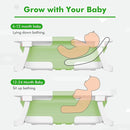 Collapsible Baby Bathtub,Baby Bath Tub with Soft Cushion & Thermometer,Baby Bathtub Newborn to Toddler 0-36 Months,Portable Travel Baby Tub by TinyTreasures Baby Boutique