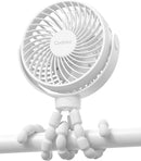 Stroller Fan Clip on for Baby, 4000mAh Rechargeable Battery Operated, Flexible Tripod, 3 Wind Speed, 360° Rotatable, Small Portable Fan for Car Seat Crib Golf Cart Bike Beach Travel, White by TinyTreasures Baby Boutique