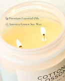 M&SENSE Clean Cotton Scented Candle - 19.4oz Natural Soy Wax Clean Cotton Blossom Scent Non Toxic Candle, 110-Hour Slow Burning 2-Wick Aromatherapy Home Fragrance Gifts for Home Decor by CozyNest Decor