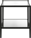 Henn&Hart 20" Wide Square Side Table with Mirror Shelf in Blackened Bronze, Table for Living Room, Bedroom by CozyNest Decor