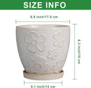 6 Inch Plant Pot with Drainage Hole and Saucer Ceramic Planter for Indoor Plant Flower Pot for Orchid Succulents Plants White by GreenHaven Gardens