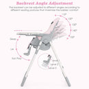 INFANS High Chair for Babies & Toddlers, Foldable Highchair with Multiple Adjustable Backrest, Footrest and Seat Height, Removable Tray, Detachable PU Leather Cushion, Built-in Rear Wheels (Pink) by TinyTreasures Baby Boutique