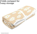 Encasa XO Ironing Mat/Pad (Large 48"x28") with 3mm Padding & Silicone Iron Rest for Steam Pressing on Tabletop or Bed - Heat Resistant, Portable, Quilting & Travel Blanket - Daisy Beige by CozyNest Decor