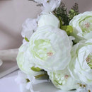 Duovlo Springs Flowers Artificial Silk Peony Bouquets Wedding Home Decoration,Pack of 1 (Spring White) by CozyNest Decor