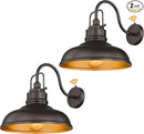 zeyu 2 Pack Outdoor Barn Light Fixtures, Farmhouse Gooseneck Wall Lights for Front Porch, 18" Dusk to Dawn Sensor Wall Sconces in Oil Rubbed Bronze Finish, 016-1BL-PC-2 ORB by CozyNest Decor