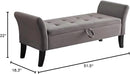 Furniliving 51” Bedroom Bench, End of Bed Bench with Button-Tufted Large Upholstered Storage Bench Ottoman Velvet Window Bench with Storage Shoe Cabinet Bench, for Bedroom, Entryway, Closet, Grey by CozyNest Decor