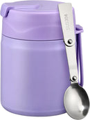 17oz Soup Thermo for Hot Food Kids Insulated Vacuum Food Jar with Stainless Steel Spoon Wide Mouth Thermo Leakproof Lunch Food Container Kids Hot Lunch Box (Purple) by TinyTreasures Baby Boutique
