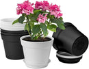 homenote Plant Pots,7.5 Inch Flower Pots for Plants Plastic Planters for Indoor with Multiple Drainage Holes and Trays, for All Home Garden Flowers Succulents,Outdoor(White&Black,8 Pack) by CozyNest Decor