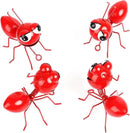 Metal Yard Art Garden Decor Cute Ant Outdoor Wall Sculptures Patio Lawn Ornament Fence Decoraions - Set of 4 Red by GreenHaven Gardens