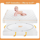 Yoofoss Waterproof Mini Crib Mattress Protector 2 Pack, Quilted Mattress Pad Cover Soft and Breathable, Machine Washable Portable Mattress Protector for Standard Baby Crib Size 38"X24" by TinyTreasures Baby Boutique