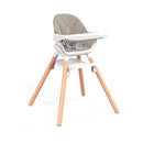 Baby High Chair, Highchair for Baby & Toddler, Easy Clean Infant Highchair, 6 in 1 Feeding High Chair with Removable Double Tray and Waterproof PU Cushion, Wooden Legs, Champagne by TinyTreasures Baby Boutique