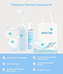 Postpartum Recovery Essentials Kit - Labor Delivery Mom Care Kit - Disposable Postpartum Underwear, Peri Bottle, Postpartum Ice Pack Pads, Reusable Nursing Pads, Herbal Foam, Canvas Bag Set 6 pack by TinyTreasures Baby Boutique