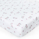 Girl Crib Sheets 4-Pack, Fitted Sheets 52'' x 28'' for Standard & Toddler Mattress, Soft Breathable Material, Neutral & Pink by TinyTreasures Baby Boutique