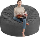 5FT Bean Bag Chair, Large Bean Bag Chairs with Memory Foam Filled, Fluffy Beanbag Sofa with Dutch Velvet Cover, Round BeanBag Chairs for Living Room, Playroom - Grey by TinyTreasures Baby Boutique