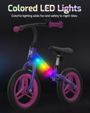 Gotrax KS12 Balance Bike for 2-5 Years Old, 12" Toddlers Bike with LED Light&Bell, Adjustable Soft Seat&Handlebar, Flat-Free Tires&Easy Assembly, Lightweight&No Pedal, Kids Toy Gift for Boys Girls by TinyTreasures Baby Boutique