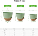 FaithLand 3-Pack Planter Pots, 10 9 8 Inch Self Watering Flower Pots for Indoor Outdoor Garden Plants, Green with Brown by CozyNest Decor
