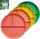 greenandlife 9 Inch 4PCS Unbreakable Portion Control Plates, Divided Plates for Kids Adults, Dishwasher & Microwave Safe Compartment Plate, Lightweight Reusable Wheat Straw Plate, BPA Free by CozyNest Decor
