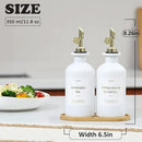 HOMCDALY Olive Oil Dispenser for Kitchen, 11.8oz Glass kitchen Dispenser Bottle, Gold Oil&Vinegar Cruet Set, Leakproof Oil Containers for Cooking| Set of 2 (11.8oz – Gold) by CozyNest Decor