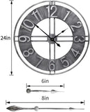 24 inch Large Wall Clock Decorative Metal Retro Oversized Clocks Decor for Home Farmhouse Living Room by CozyNest Decor