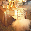 SquarePie Sequin Tablecloth 90 x 156 Inch Gold Sparkly Table Linen for Wedding Party by CozyNest Decor