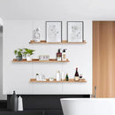 AZSKY Picture Ledge Shelf Wall Ledge Floating Shelves for Photo Frames Kids Book Shelves Wall Mounted Burnt Wall Display Shelf Wooden Frame Ledge 48 Inches Set of 3 Bathroom Organizer Shelves by CozyNest Decor