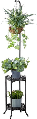 COPREE 2-tier Hanging Plant Stand, Space-Saving Iron Planter Shelves Flower Pot Organizer Rack Multiple Flower Pot Display Holder Shelf Indoor Outdoor Heavy Duty Planter Shelving Unit by GreenHaven Gardens