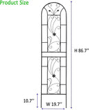 Metal Garden Trellis Rustproof Trellis for Climbing Plants Outdoor Flower Support Peacock Style (Black-2 Pack, 86.7"x19.7") by GreenHaven Gardens