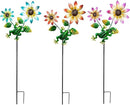 3 Pack Frog＆Flowers Garden Stakes Decor,Metal Yard Art Decorative Garden Stakes,Metal Flowers Spring Outdoor Decor for Mom,Women,Grandma by CozyNest Decor