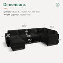 HONBAY Plush Corduroy Sectional Couch with 6 Seaters U-Shaped Modular Sectional Sofa with Storage Sectional Couches for Living Room, Black by CozyNest Decor