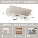Under Bed Storage Containers, 2-Pack Underbed Storage Box, Collapsible Clothes Storage Bins with Handles and Lid, Medium Under Bed Organizers for Shoe, Blanket, Toy, Pillow, Sheet, Beige by CozyNest Decor