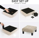 Joveco Small Foot Rest Stool Ottoman, 15" Fabric Square Footstool Upholstered Footrest for Chair, Under Desk, Office, Living Room, Wheat by CozyNest Decor