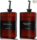 Olive Oil Dispenser Bottle for Kitchen, UV-Protected Dark Glass 11.8oz, Oil and Vinegar Dispenser Set, Soy Sauce Dispenser, Coffee Syrup Bottles- 11.8oz, Set of 2 by CozyNest Decor