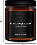 1OAK Black Musk Amber Candle - Soy Wax Scented Candle for Men - 7oz, Long Burning, Masculine - Premium Gift Option by CozyNest Decor