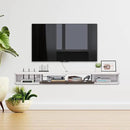 Pmnianhua Floating TV Console,55'' Wall-Mounted Media Console,Floating TV Cabinet,Modern Floating TV Stand,Under TV Entertainment Shelf with Door and Storage for Bedroom Living Room (Grey-White) by CozyNest Decor