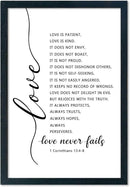 LuZhiQiang Love Is Patient Kind Wall Art 16"×11" Love Never Fails Sign 1 Corinthians 13 Bible Verse Wood Framed Wall Hanging Decor (Black) by CozyNest Decor