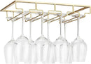 Wine Glass Rack Under Cabinet - Stemware Holder Metal Wine Glass Organizer Glasses Storage Hanger for Bar Kitchen Gold 4 Rows by CozyNest Decor