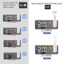 Projection Digital Alarm Clock for Bedrooms, Clock Radio on Ceiling, USB Charger Port, Temperature & Humidity Display, 7.3” Large Mirror LED Display,12/24H,Snooze,Dual Loud Alarm Clock- 4 Dimmer by TinyTreasures Baby Boutique