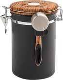 TEDSWAIT Coffee Canisters Airtight Coffee Bean Storage Container Kitchen Stainless Steel Food Storage Container with Scoop Date Tracker & CO2 Valve 61Fl Oz (Black) by CozyNest Decor