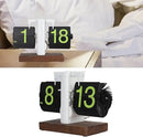 Flip Desk Clock, Retro Vintage Flip Desk Table Clock, Digital Clock Sided Large Numbers Mechanical Flip Clock Wood Base for Living Room, Study Room and Office（Frosted White） by CozyNest Decor