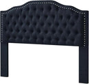 24KF Upholstered Button Tufted Queen Headboard with Nailhead Trim, Elegant Boucle Fabric Full headboard, 6031-Q-Boucle-Navy by CozyNest Decor