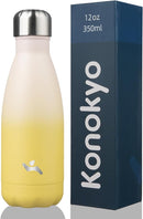 Insulated Water Bottles,12 oz Double Wall Stainless Steel Vacumm Metal Flask for Sports Travel,Lemon by CozyNest Decor