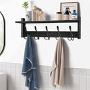 Homode Coat Rack with Shelf, 24" Coat Hooks Wall Mounted with Shelf, Wooden Hanging Coat Hanger with Tri Hooks for Entryway, Bathroom, Mudroom, Bedroom, Black by CozyNest Decor